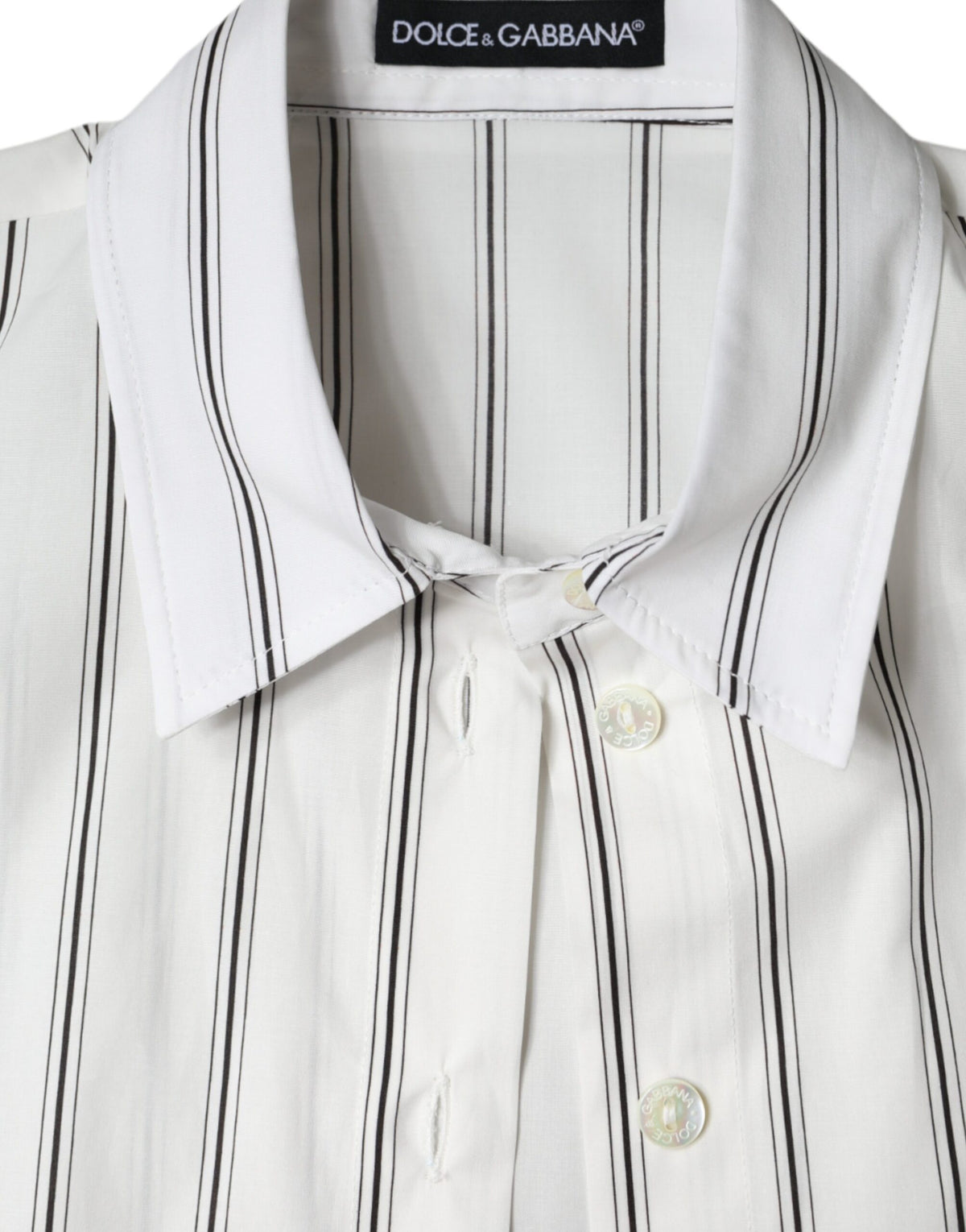 Dolce & Gabbana Weißes gestreiftes Kurzarm-Poloshirt