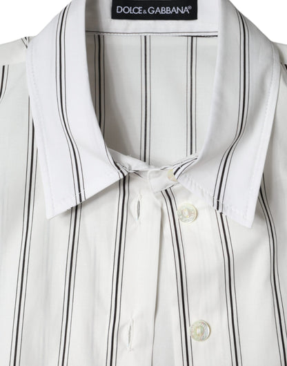 Dolce & Gabbana Weißes gestreiftes Kurzarm-Poloshirt
