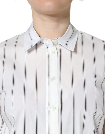Dolce & Gabbana Weißes gestreiftes Kurzarm-Poloshirt