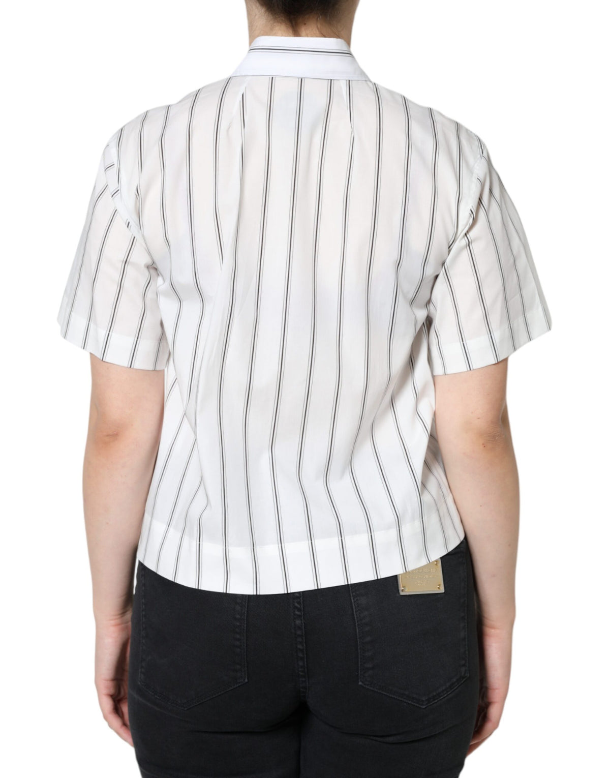 Dolce & Gabbana Weißes gestreiftes Kurzarm-Poloshirt