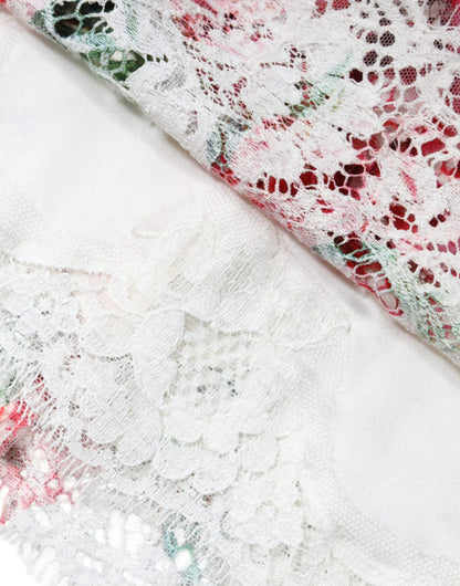 Dolce & Gabbana Blusa a maniche corte con pizzo bianca in cotone e viscosa e poliammide