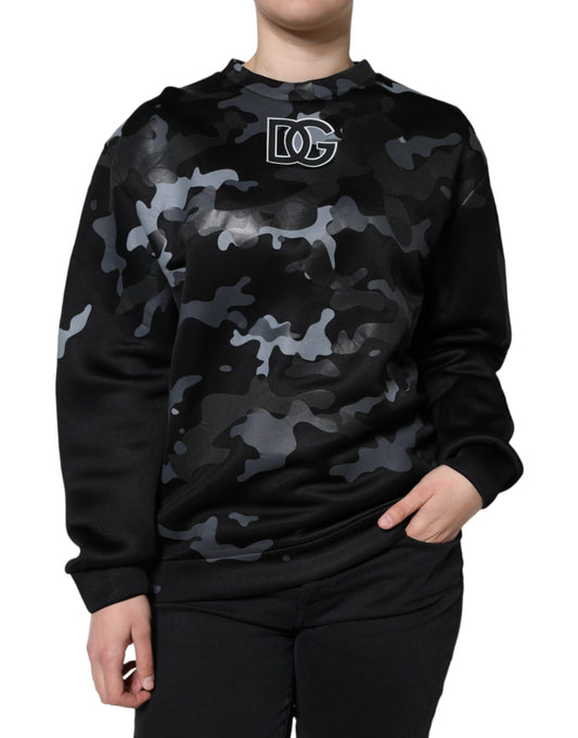 Dolce & Gabbana Schwarzer Pullover mit Camouflage-Muster