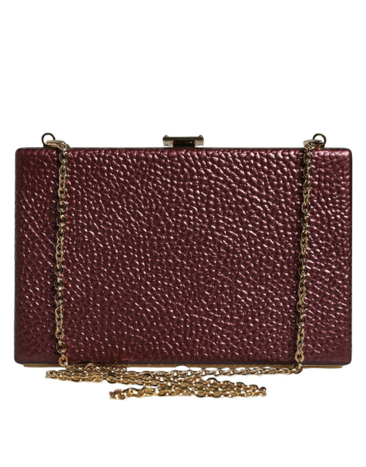 Dolce & Gabbana Kastanienbraune Mini-Clutch aus Leder