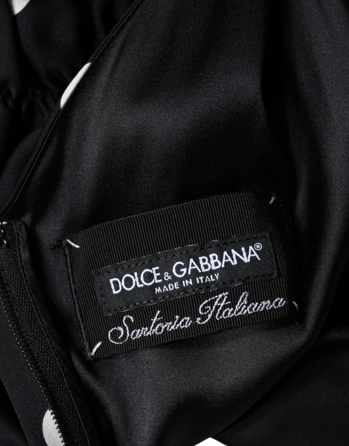 Dolce & Gabbana Schwarzes Seiden-Midikleid mit Polka Dots