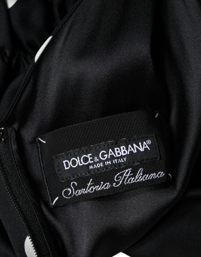 Dolce & Gabbana Schwarzes Seiden-Midikleid mit Polka Dots