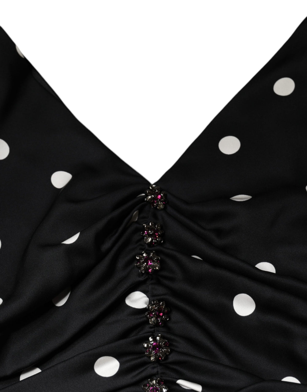 Dolce & Gabbana Schwarzes Seiden-Midikleid mit Polka Dots