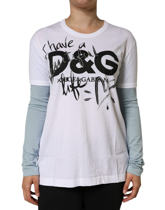 Dolce & Gabbana Weißes Baumwoll-T-Shirt mit DG-Logo