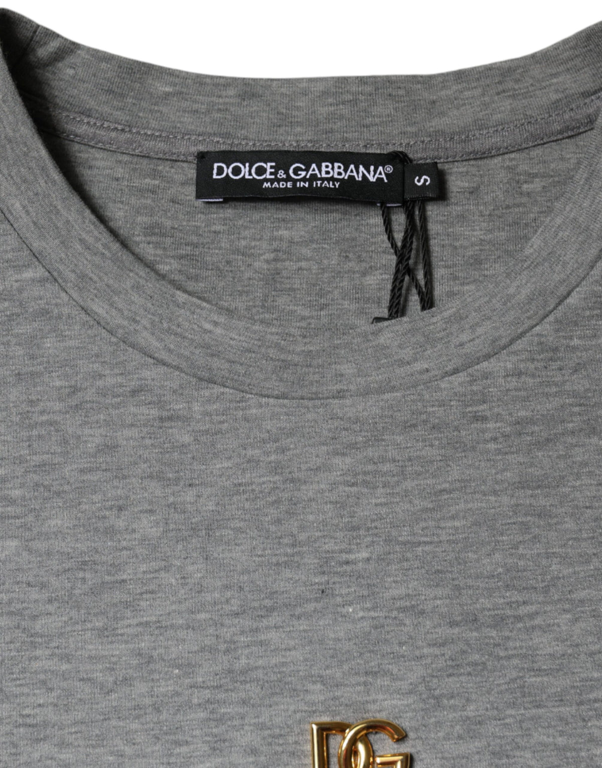 Dolce & Gabbana Graues T-Shirt aus Baumwollmix mit Verzierungen