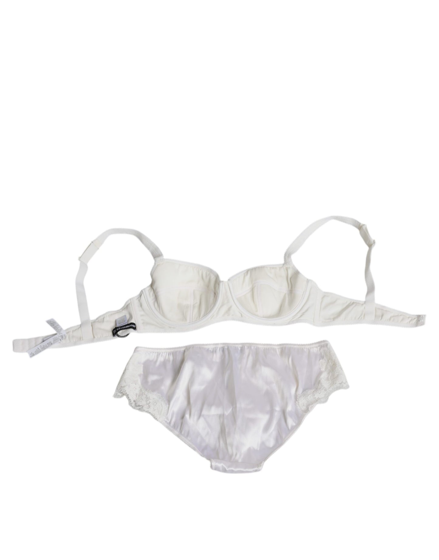 Dolce & Gabbana Weißes Seiden-Stretch-Höschen Balconette-BH Unterwäsche