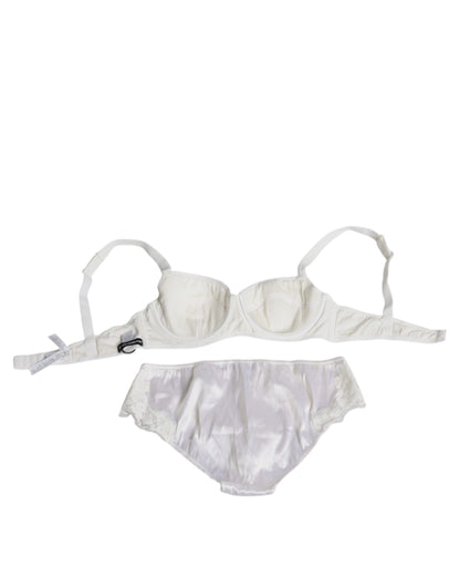 Dolce & Gabbana Weißes Seiden-Stretch-Höschen Balconette-BH Unterwäsche