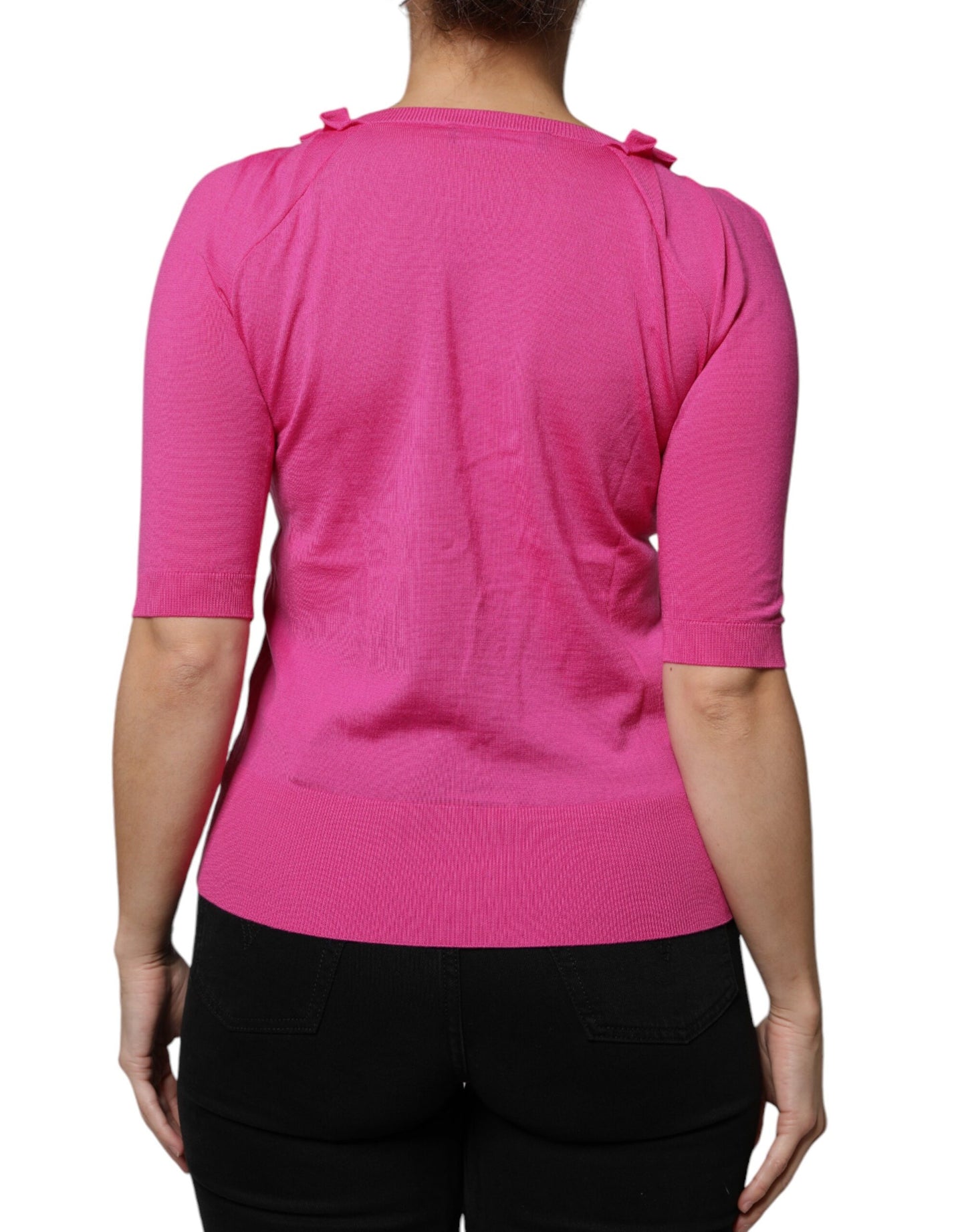 Dolce & Gabbana Rosa Wollstrickjacke mit Knopfleiste