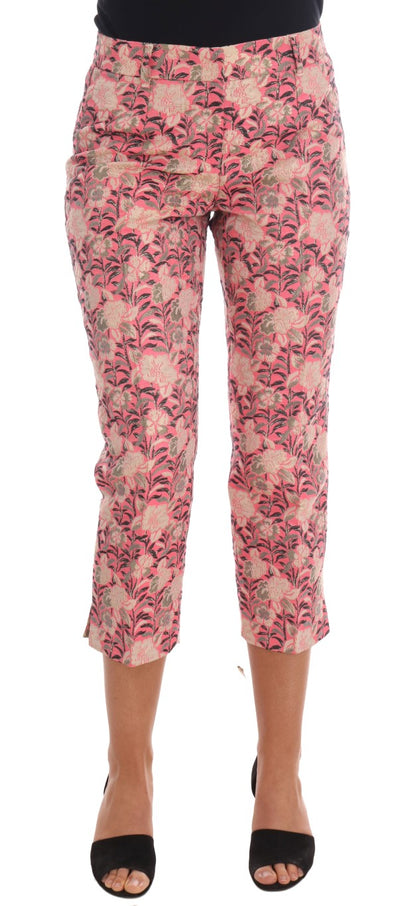 Dolce & Gabbana Rosa geblümte Brokat-Caprihose
