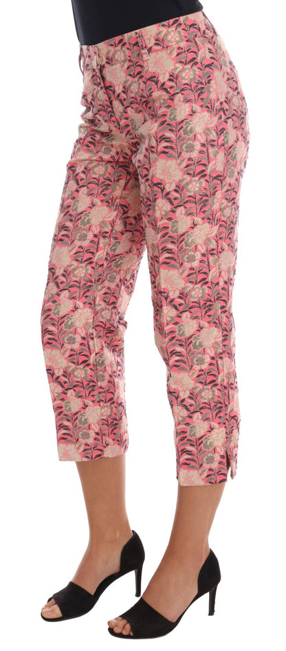 Dolce & Gabbana Rosa geblümte Brokat-Caprihose