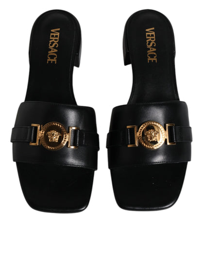 Versace Scarpe basse Nere con Logo Slip-On in pelle