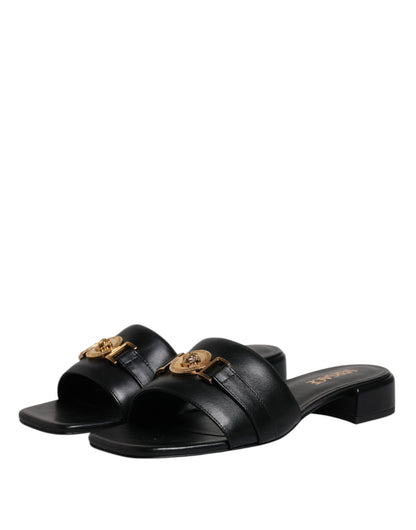 Versace Scarpe basse Nere con Logo Slip-On in pelle