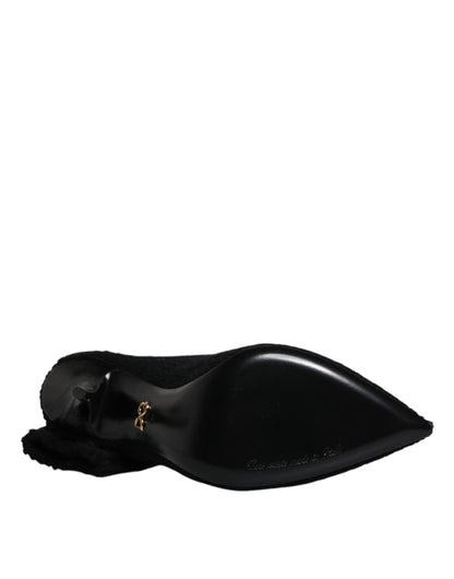 Dolce & Gabbana Schwarz Stiletto Heels Mid Calf Stiefel Schuhe