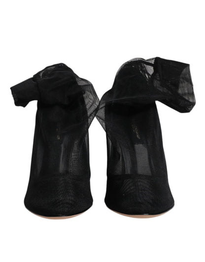 Dolce & Gabbana Schwarz Nylon Mesh Socke Stil Stiefel Schuhe