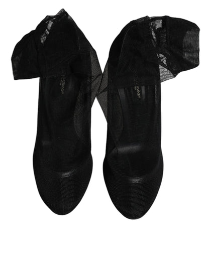 Dolce & Gabbana Schwarz Nylon Mesh Socke Stil Stiefel Schuhe