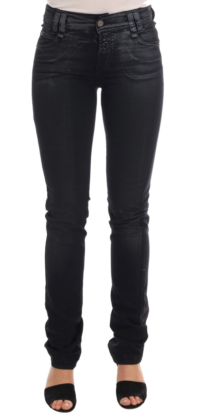 John Galliano Graue Baumwoll-Stretch-Jeans mit normaler Passform