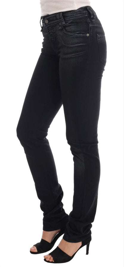John Galliano Graue Baumwoll-Stretch-Jeans mit normaler Passform