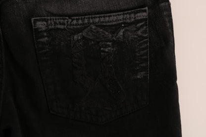 John Galliano Graue Baumwoll-Stretch-Jeans mit normaler Passform