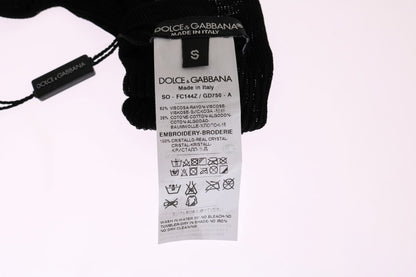 Dolce & Gabbana Schwarz gestrickt Floral Clear Crystal Socken