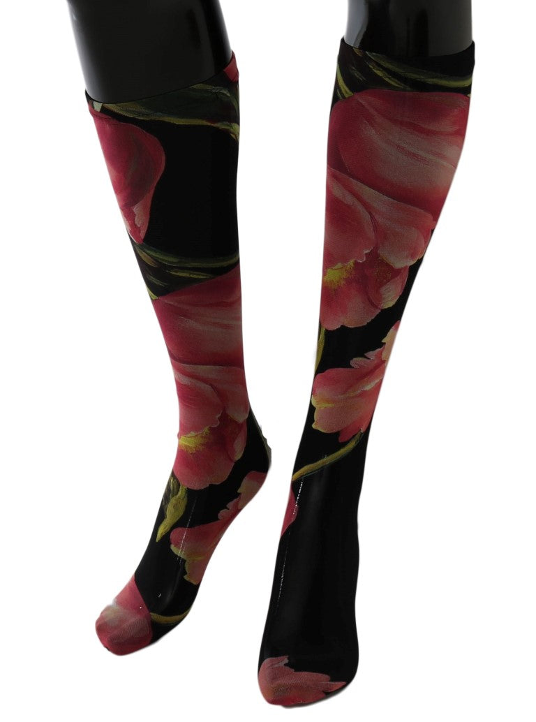 Dolce & Gabbana Multicolor Floral Tulip Nylon Socken
