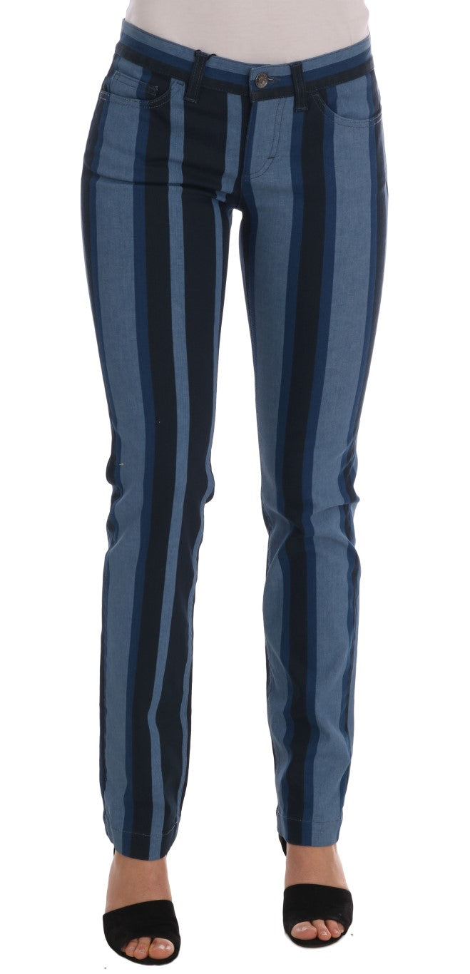 Dolce & Gabbana Blaue GIRLY Jeans aus gestreifter Baumwolle