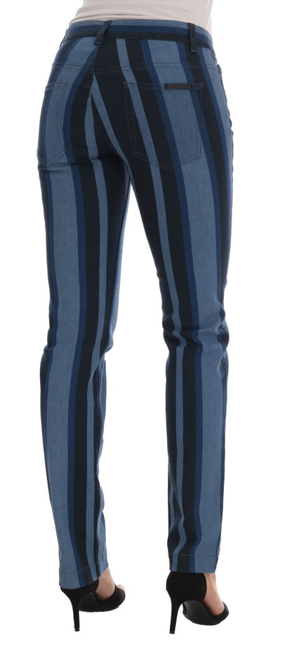 Dolce & Gabbana Blaue GIRLY Jeans aus gestreifter Baumwolle