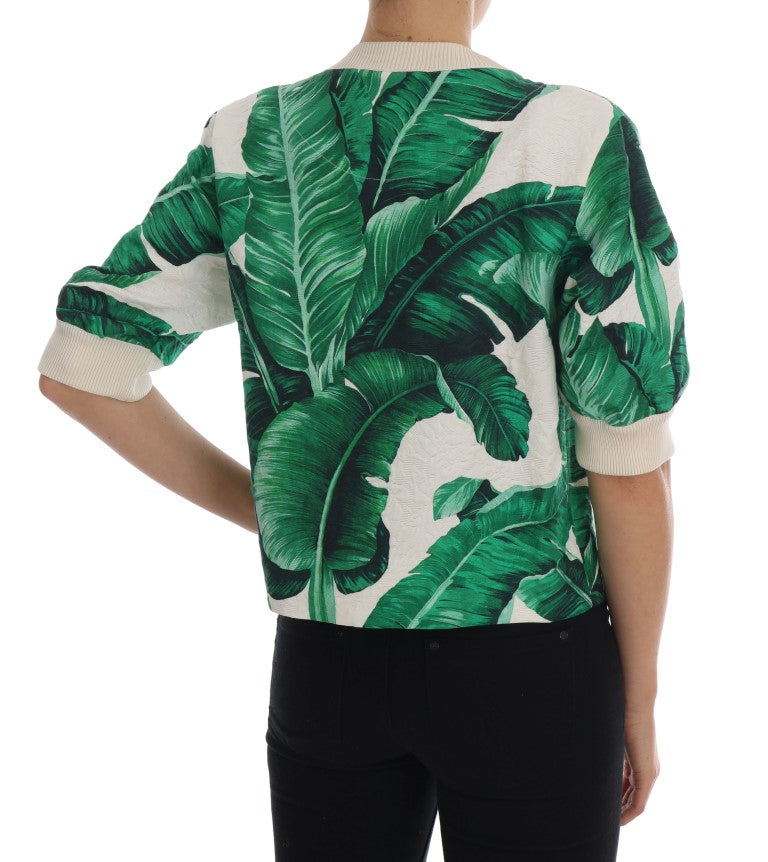 Dolce & Gabbana Ananas-Bananen-Pailletten-Pullover mit Rundhalsausschnitt