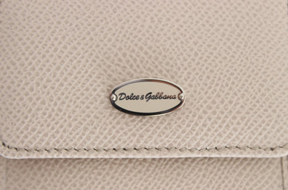 Dolce & Gabbana Weißes Dauphine Lederetui Brieftasche