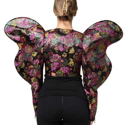 Dolce & Gabbana Mehrfarbige Cropped Jacquard-Jacke mit Blumenmuster