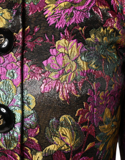 Dolce & Gabbana Mehrfarbige Cropped Jacquard-Jacke mit Blumenmuster