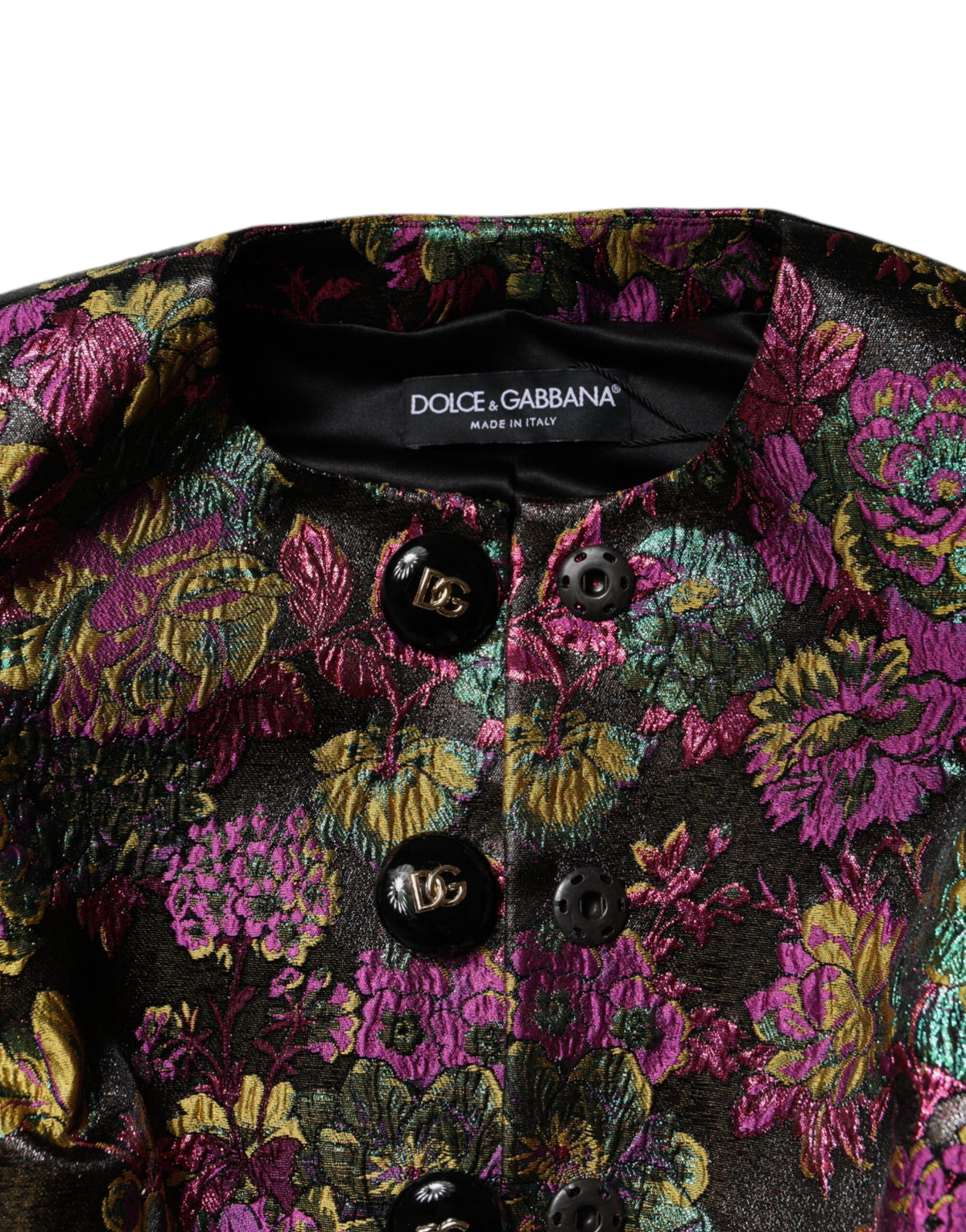 Dolce & Gabbana Mehrfarbige Cropped Jacquard-Jacke mit Blumenmuster