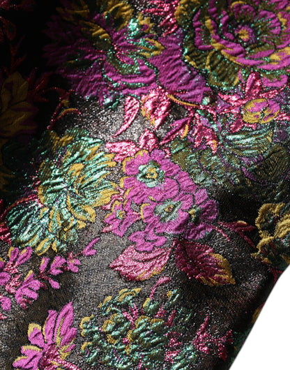Dolce & Gabbana Mehrfarbige Cropped Jacquard-Jacke mit Blumenmuster