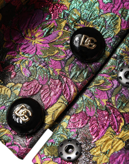 Dolce & Gabbana Mehrfarbige Cropped Jacquard-Jacke mit Blumenmuster