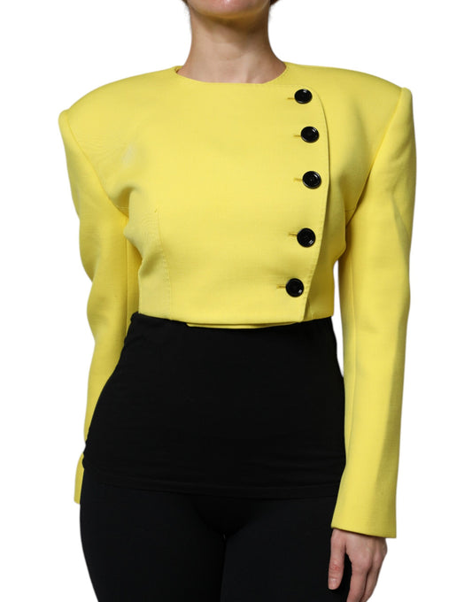 Dolce & Gabbana lemon yellow wool coat with long sleeves and split jacket