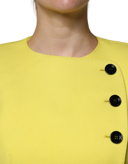 Dolce & Gabbana lemon yellow wool coat with long sleeves and split jacket