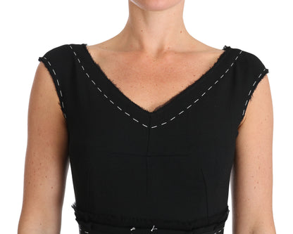 Dolce & Gabbana Schwarzes Stretch-Etuikleid aus Wolle in A-Linie