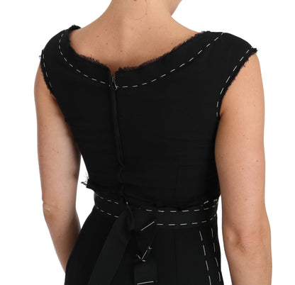 Dolce & Gabbana Schwarzes Stretch-Etuikleid aus Wolle in A-Linie