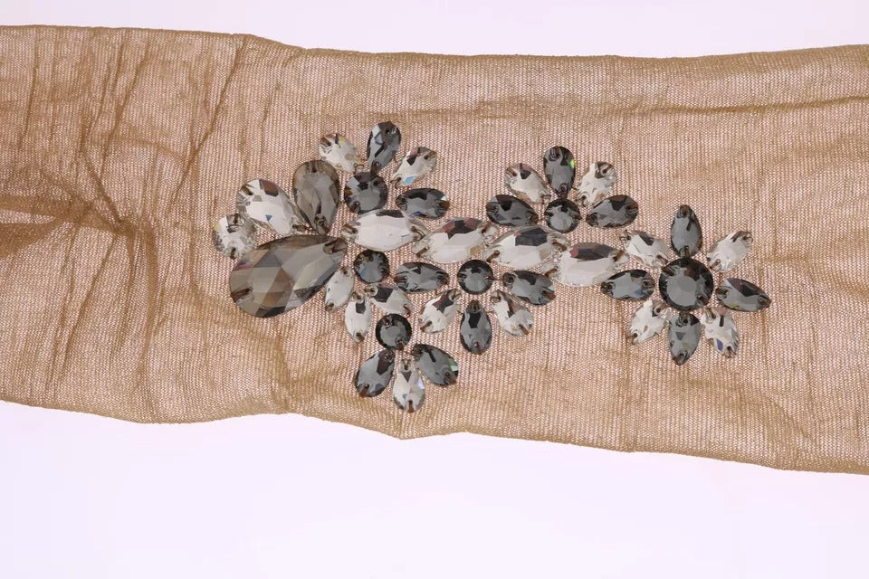 Dolce & Gabbana Calze con motivo floreale con cristalli oro in poliestere e poliammide e fibra elasticizzata