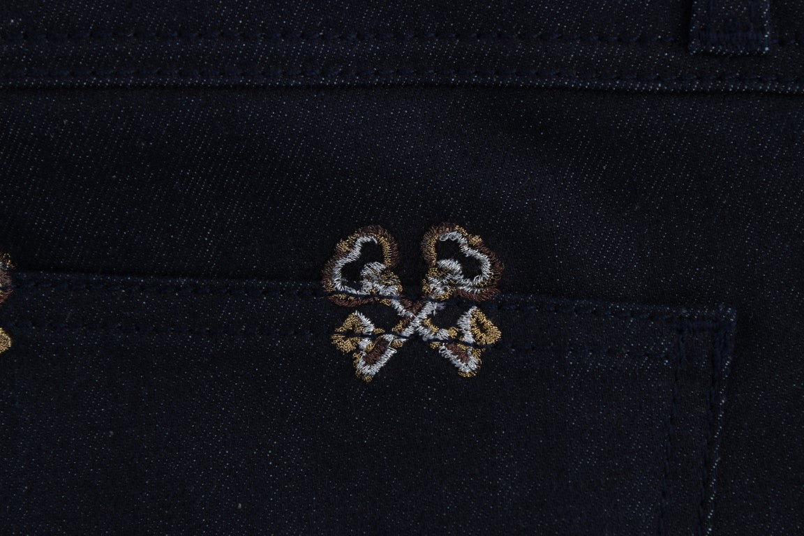 Dolce & Gabbana Blaue Schlüssel bestickte Slim Fit KATE Jeans