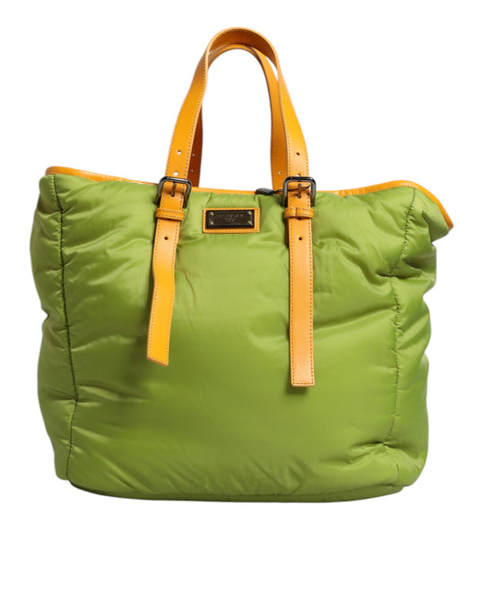 Dolce & Gabbana Grüne Gepolsterte Nylon-Tragetasche