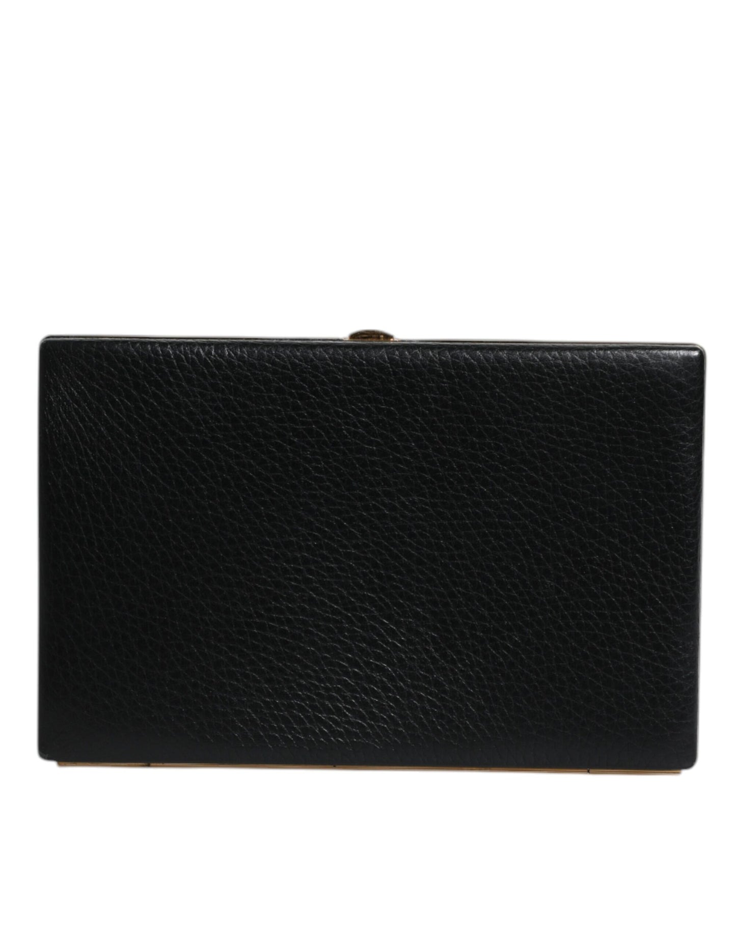 Dolce & Gabbana Schwarz Leder Gold Rahmen Kupplung Abend Party Handtasche