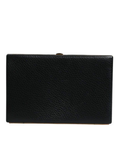 Dolce & Gabbana Schwarz Leder Gold Rahmen Kupplung Abend Party Handtasche