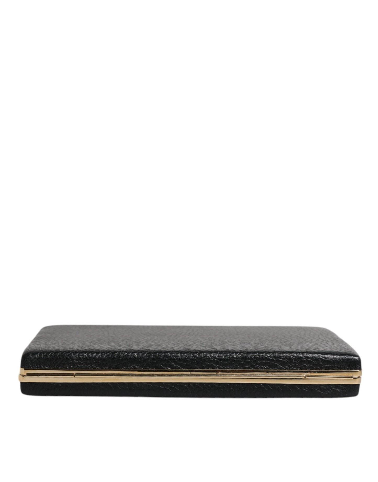Dolce & Gabbana Schwarz Leder Gold Rahmen Kupplung Abend Party Handtasche