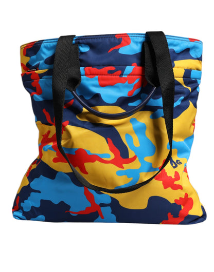 Dolce & Gabbana Multicolor Camouflage Nylon Einkaufstasche