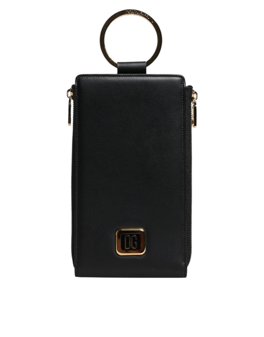 Dolce & Gabbana Schwarze Leder-Geldbörse mit Logo-Plakette