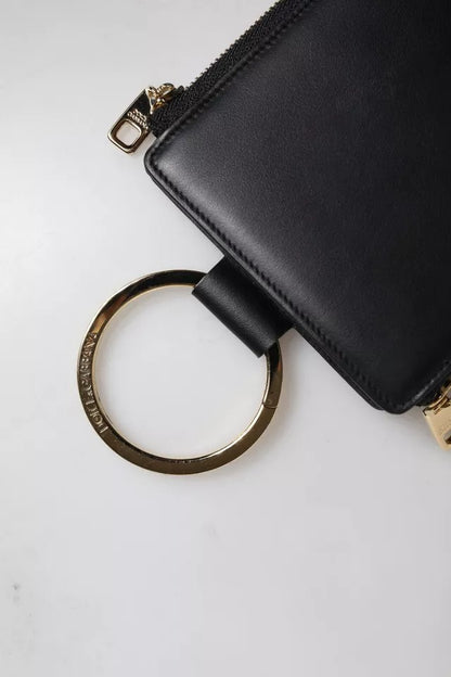 Dolce & Gabbana Schwarze Leder-Geldbörse mit Logo-Plakette