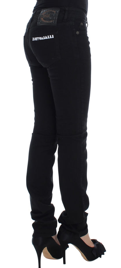 Cavalli Schwarze Cotton Stretch Slim Skinny Fit Jeans